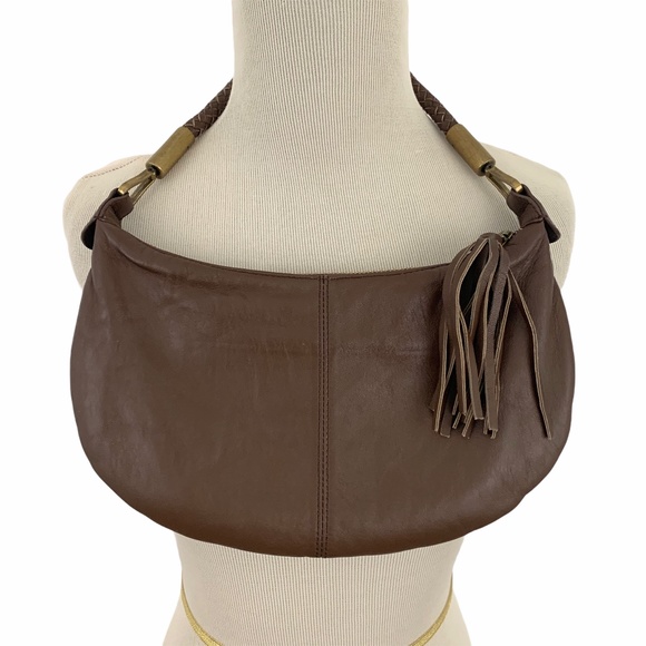 Brown Leather Mini Hobo Bag - Picture 1 of 14